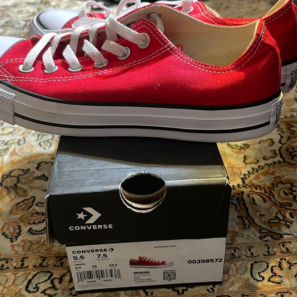 Converse red all star ox size 7.5 worn once
